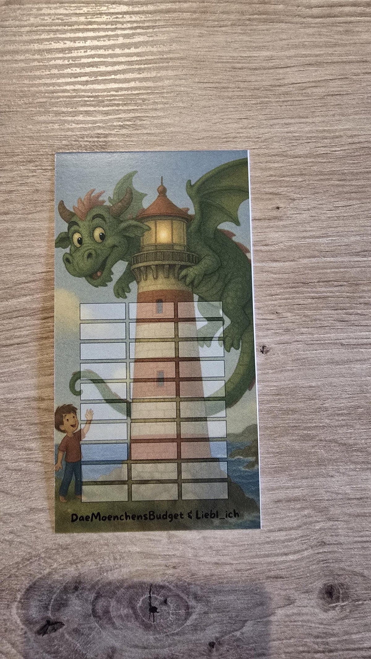 Sparspiel "Lio der Drache" Lose und Würfelchallenge - Sparen mit der Umschlagmethode
