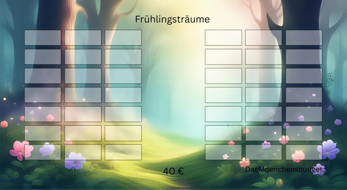 Sparspiel "Frühlingsträume" Rubbelchallenge - Sparen mit der Umschlagmethode