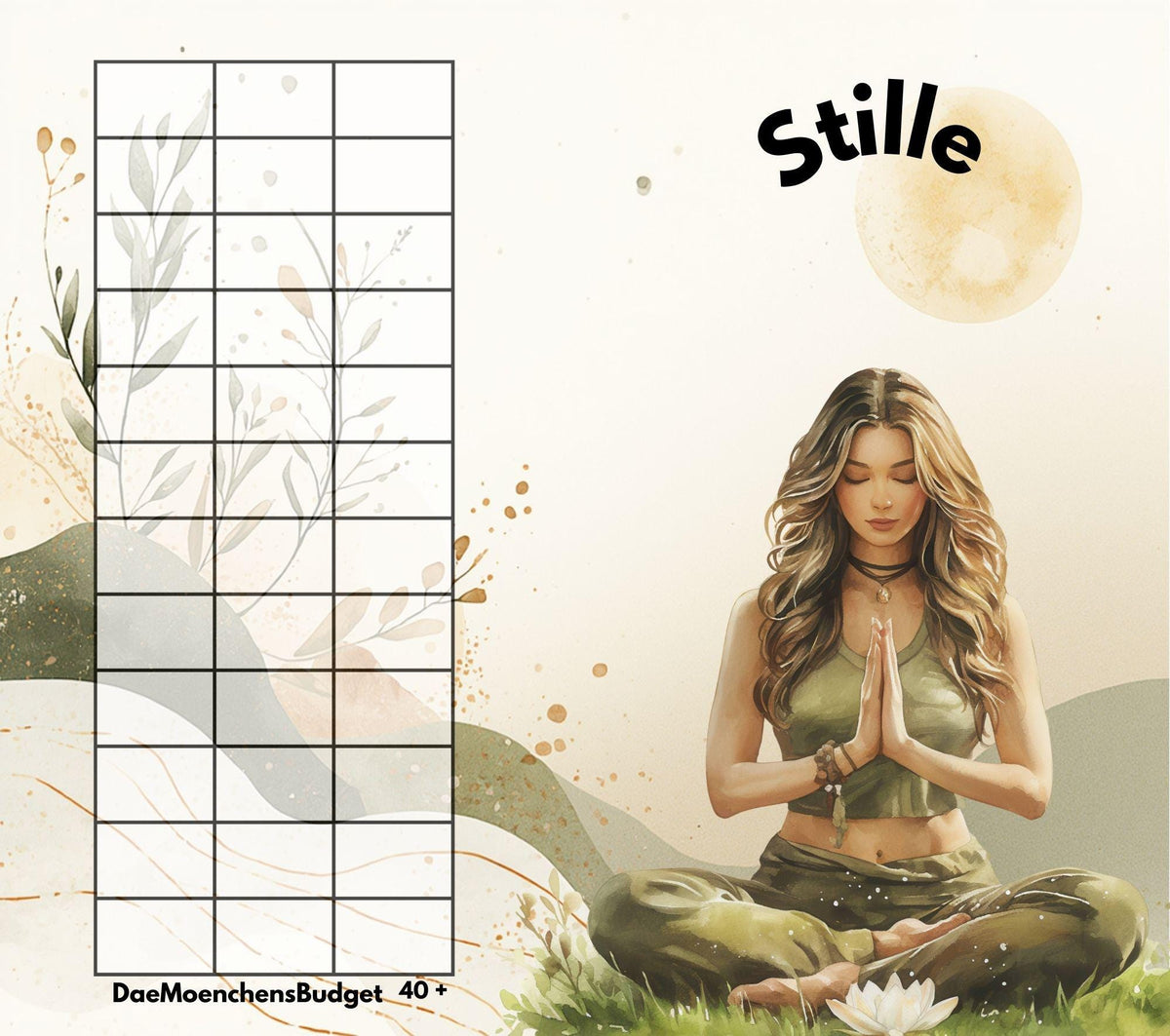 Sparspiel "Stille" - Klappkarte -  Sparchallenge - Sparen mit der Umschlagmethode