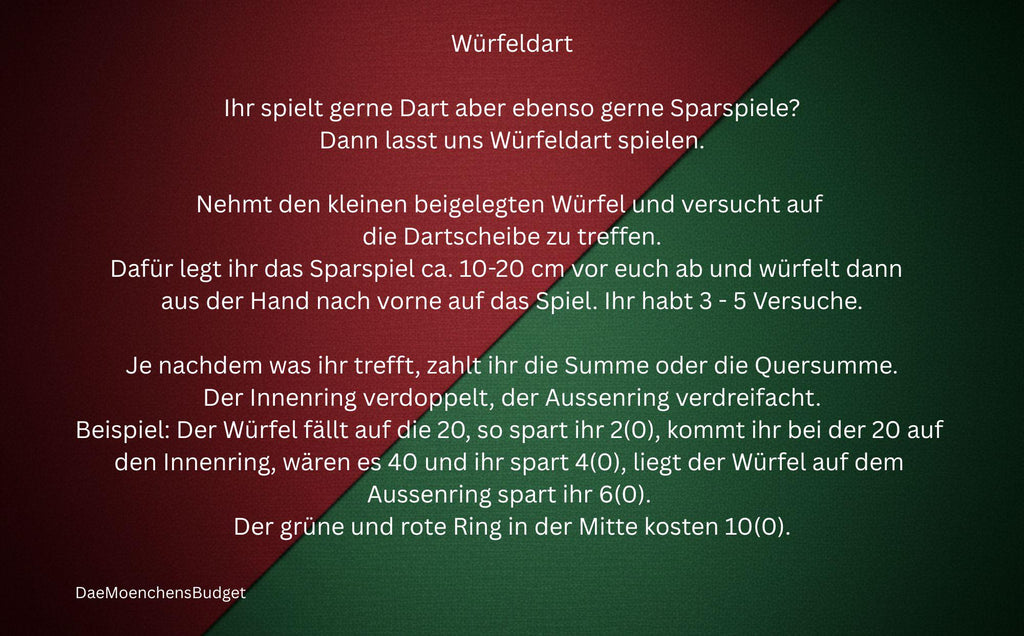 Sparspiel "Würfeldart"