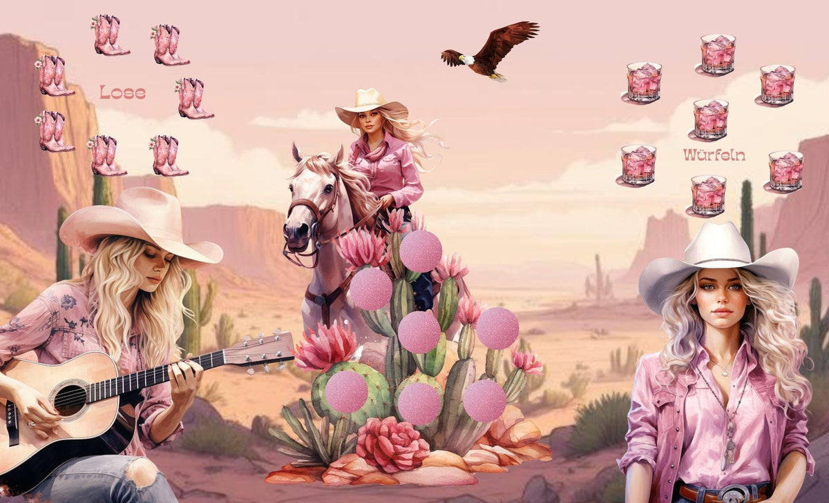 B Ware , Sparspiel "WildWildWest" - Klappkarte -Rubbeln -  Würfel - Lose - Sparen mit der Umschlagmethode