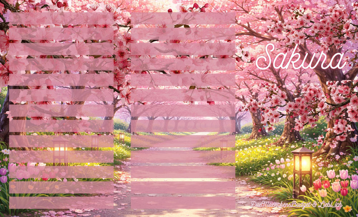 Sparspiel "Sakura" - Klappkarte - Rubbeln - Würfel - Lose - Sparen mit der Umschlagmethode