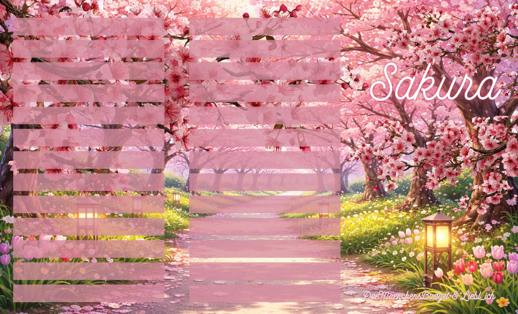 Sparspiel "Sakura" - Klappkarte - Rubbeln - Würfel - Lose - Sparen mit der Umschlagmethode