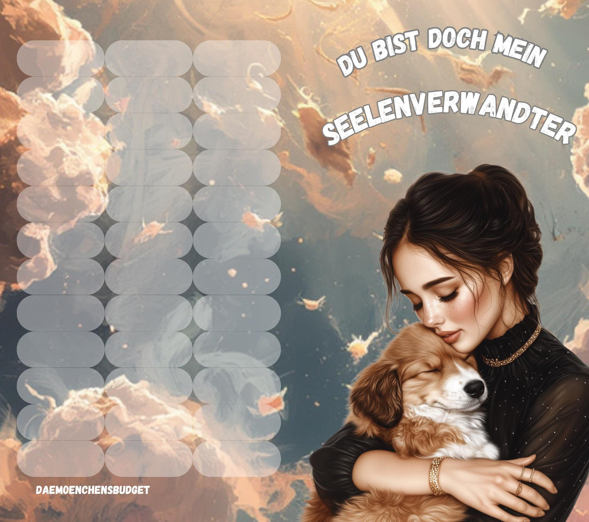 Sparspiel "Du bist doch mein Seelenverwandter Hund" - Klappkarte -  Sparchallenge - Sparen mit der Umschlagmethode