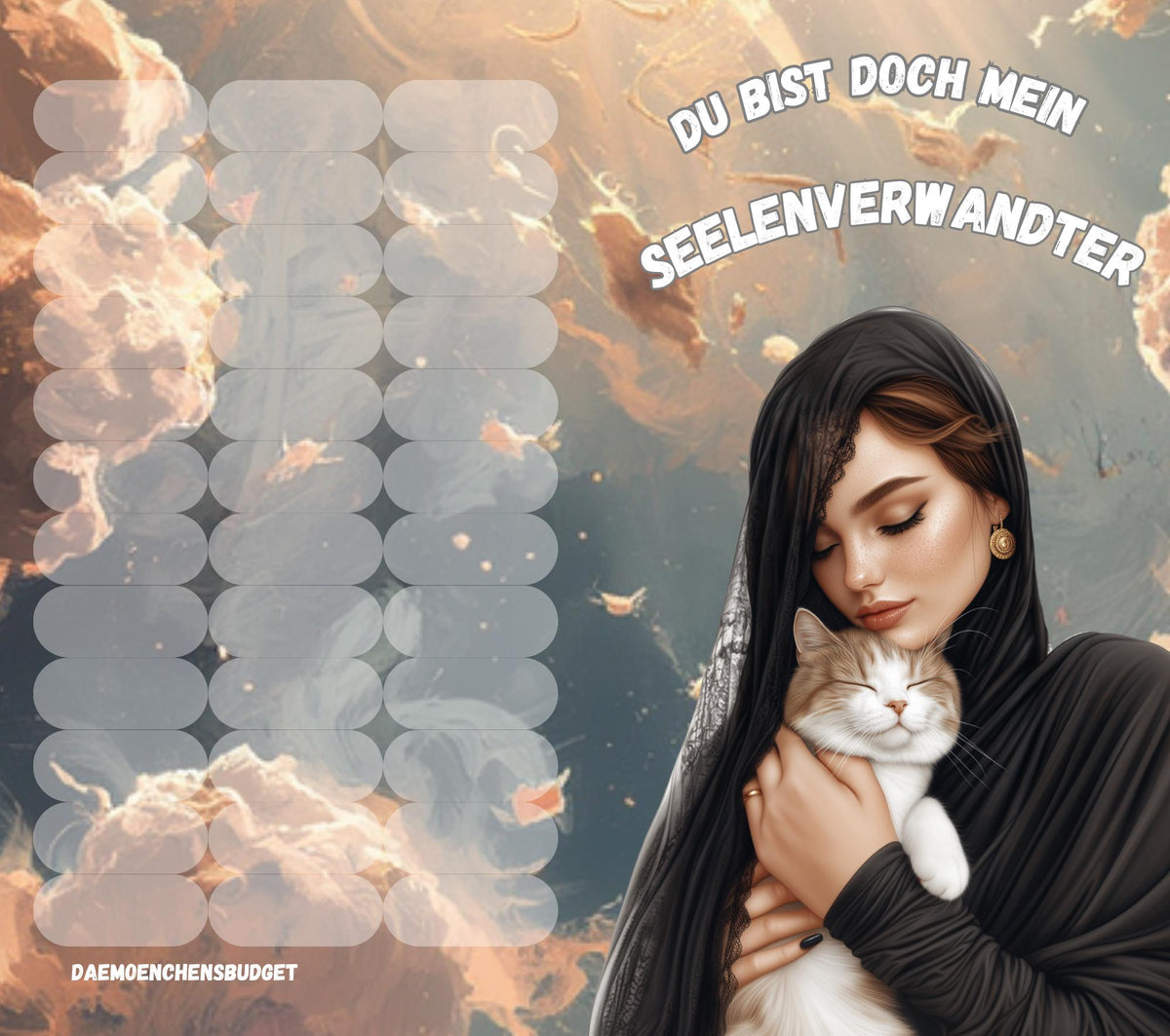 Sparspiel "Du bist doch mein Seelenverwandter Katze" - Klappkarte - Sparchallenge - Sparen mit der Umschlagmethode